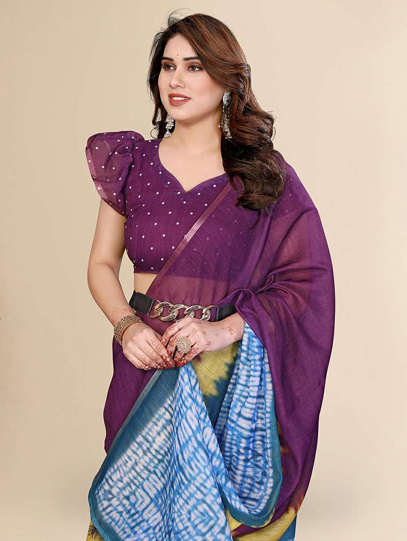 women printed casual wear saree with blouse - 22384339 -  Standard Image - 1