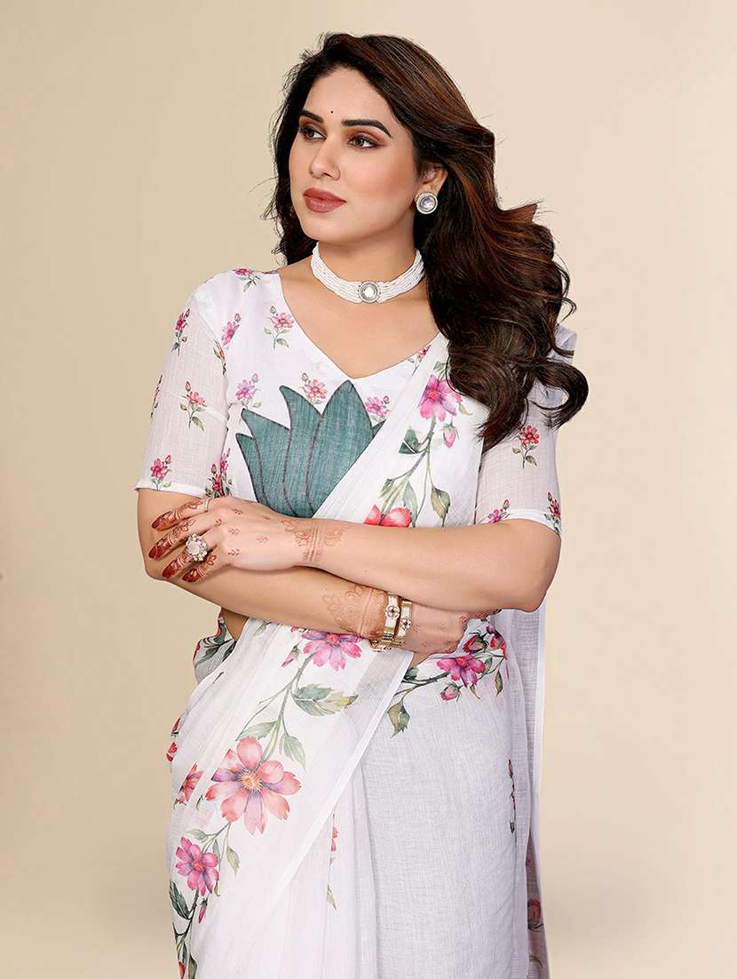 women printed casual wear saree with blouse - 22384343 -  Standard Image - 1