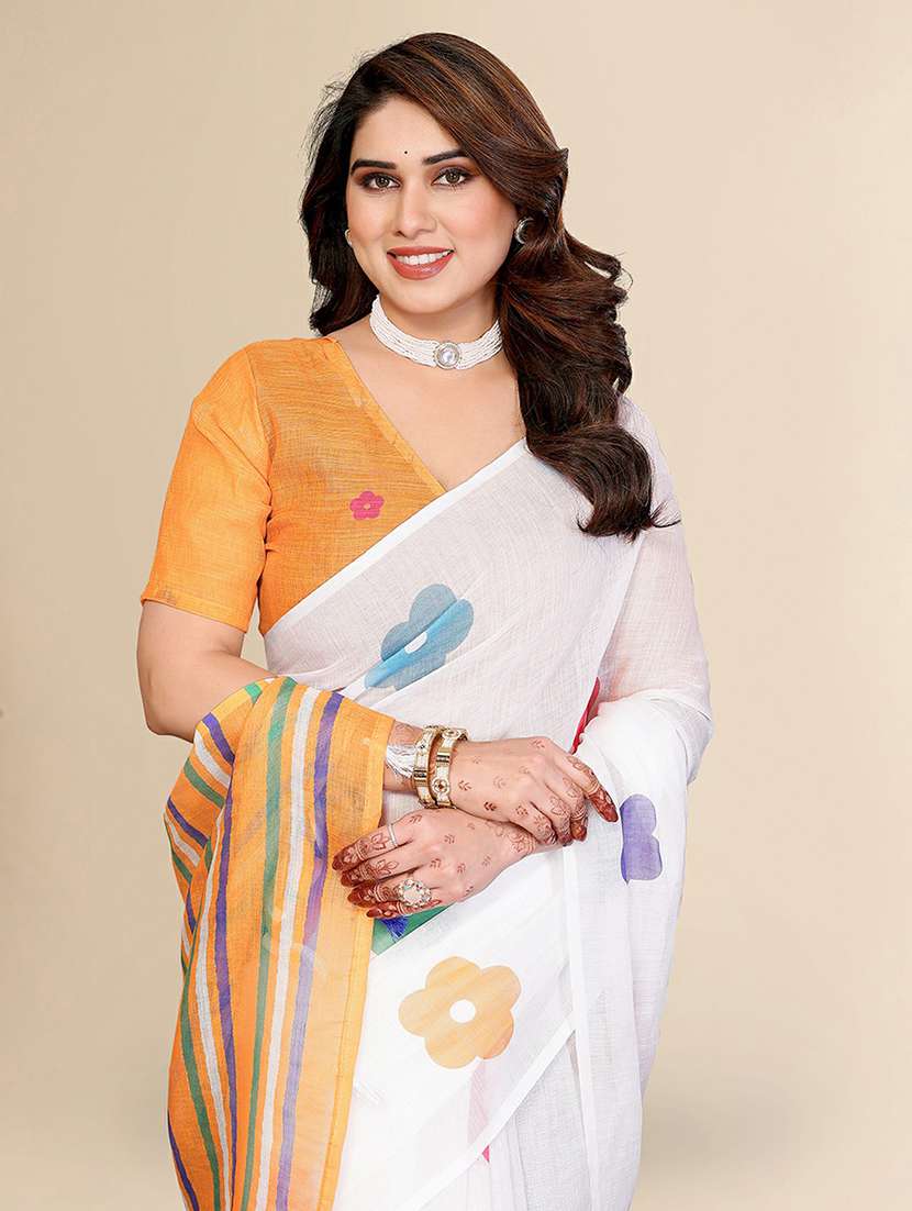 women printed casual wear saree with blouse - 22384345 -  Standard Image - 1