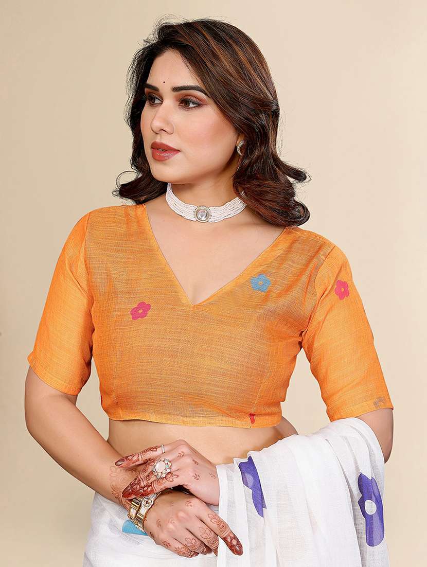 women printed casual wear saree with blouse - 22384345 -  Standard Image - 4