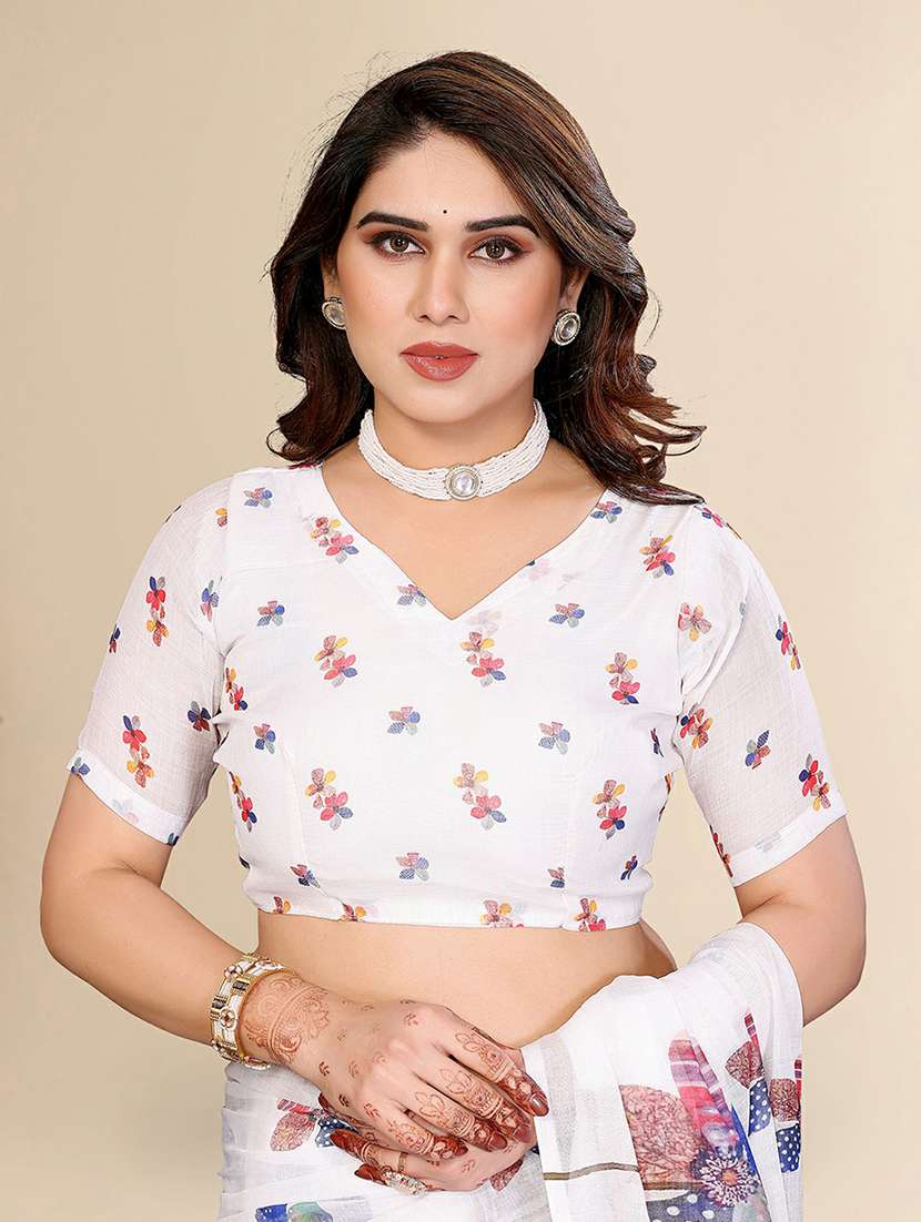 women printed casual wear saree with blouse - 22384347 -  Standard Image - 4