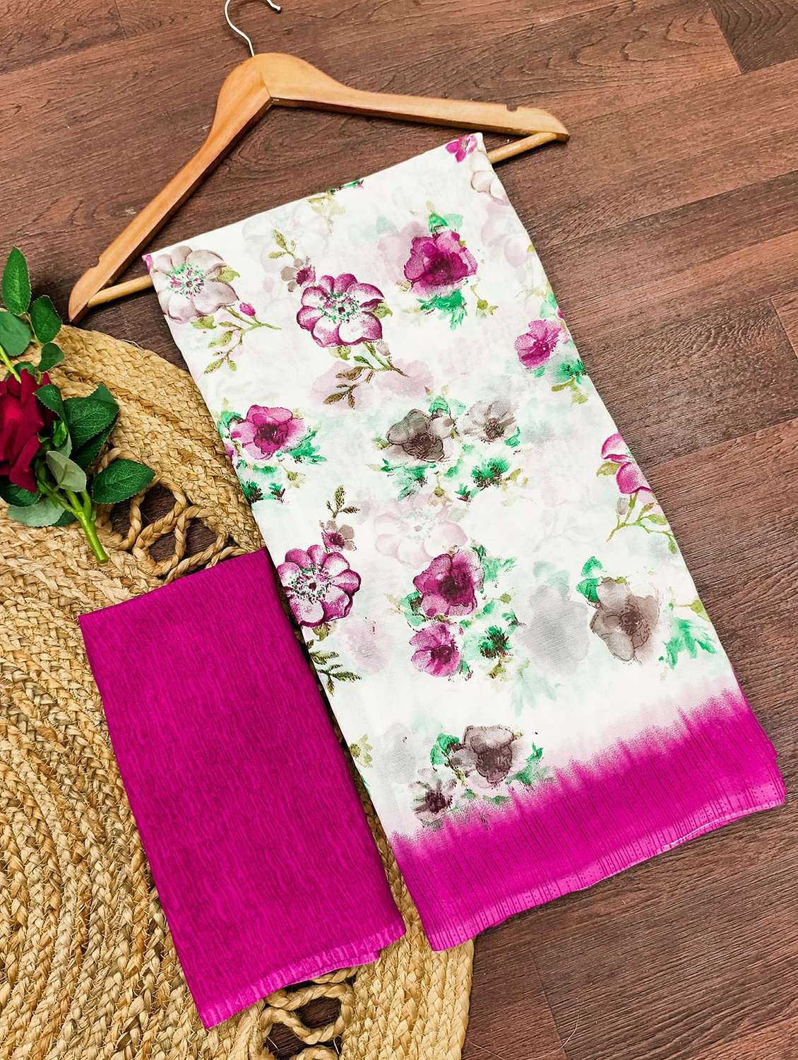 women printed casual wear saree with blouse