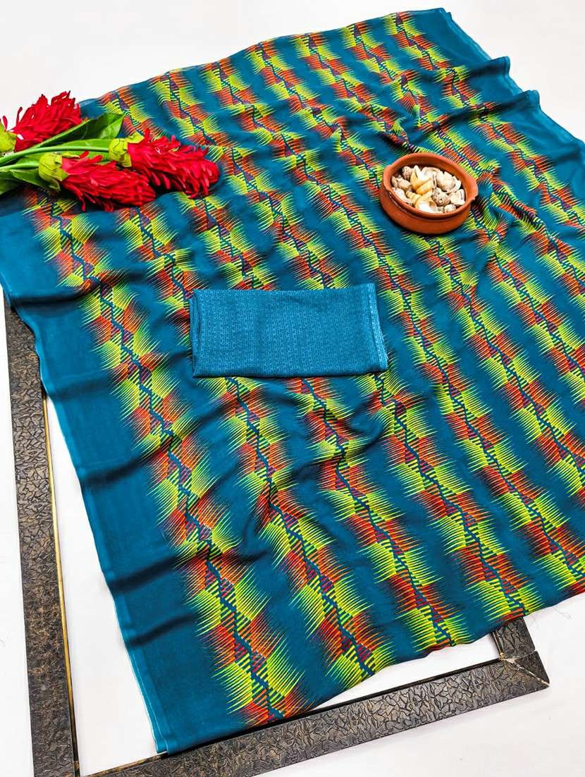 women printed casual wear saree with blouse - 22384416 -  Standard Image - 1