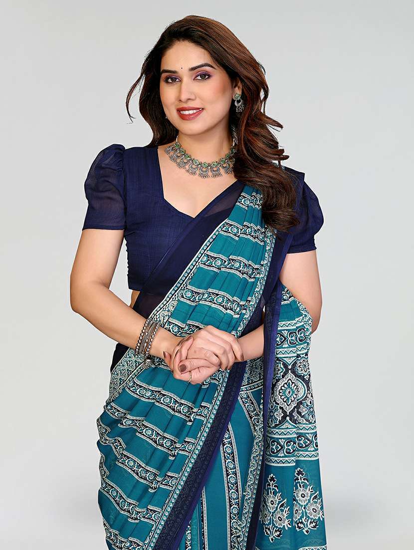 women printed casual wear saree with blouse - 22384545 -  Standard Image - 1