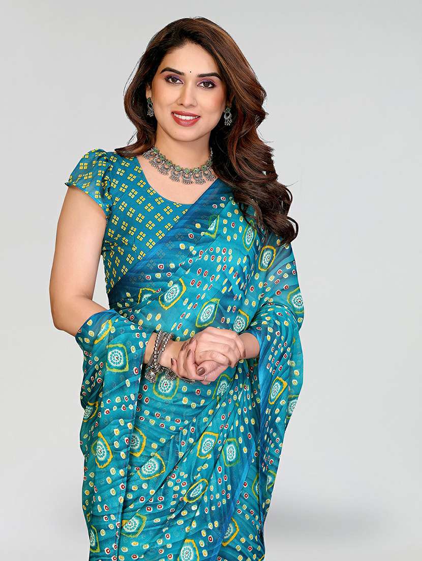 women printed casual wear saree with blouse - 22384548 -  Standard Image - 1