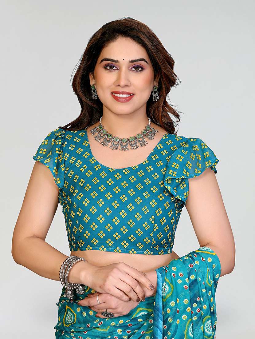 women printed casual wear saree with blouse - 22384548 -  Standard Image - 4