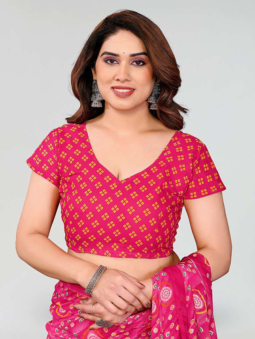 women printed casual wear saree with blouse - 22384550 -  Standard Image - 4