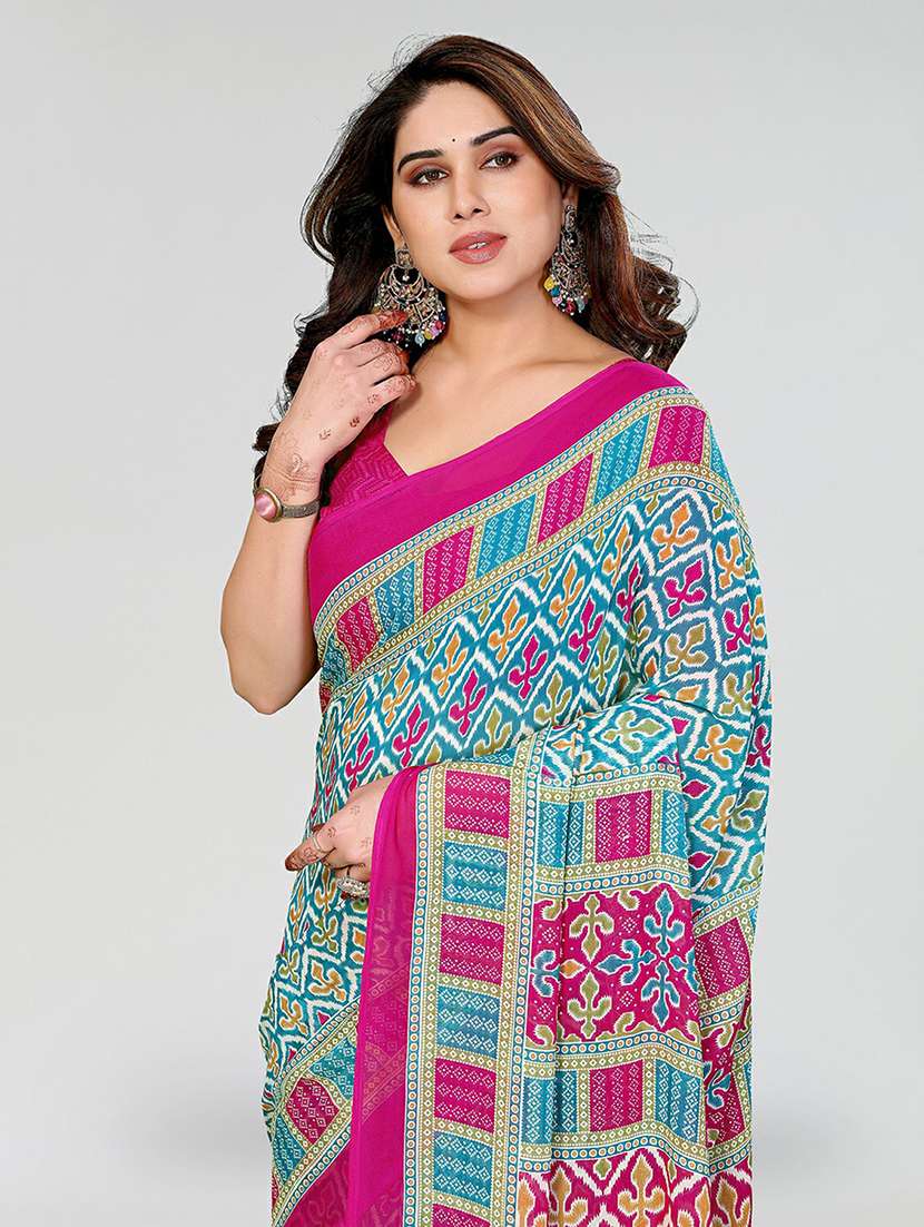 women printed casual wear saree with blouse - 22384554 -  Standard Image - 1