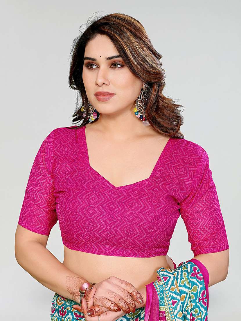 women printed casual wear saree with blouse - 22384554 -  Standard Image - 4