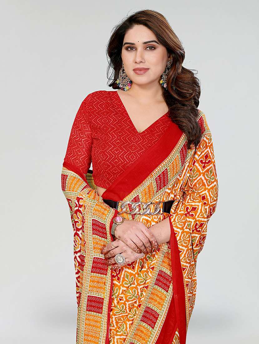 women printed casual wear saree with blouse - 22384555 -  Standard Image - 1