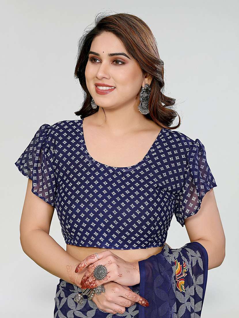 women printed casual wear saree with blouse - 22384558 -  Standard Image - 4