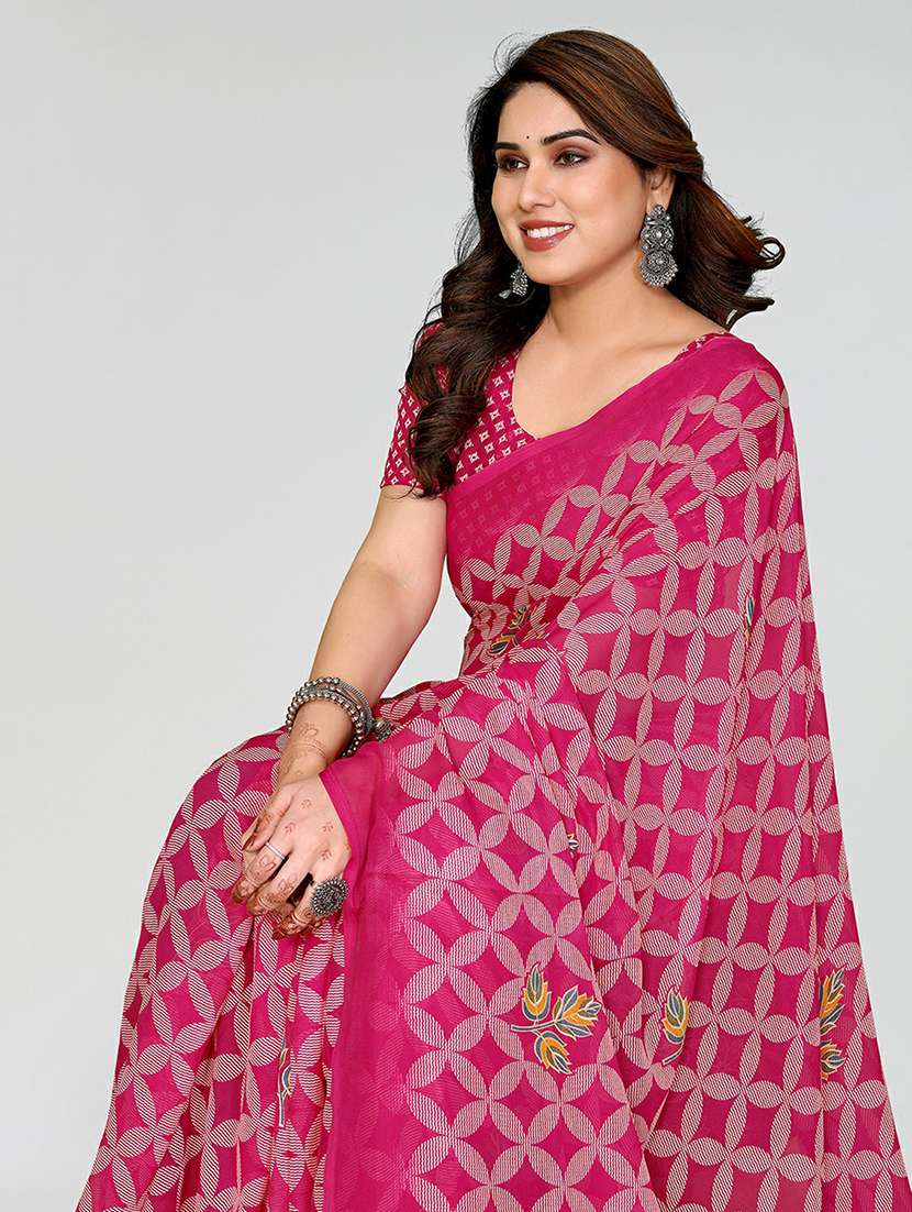 women printed casual wear saree with blouse - 22384560 -  Standard Image - 1