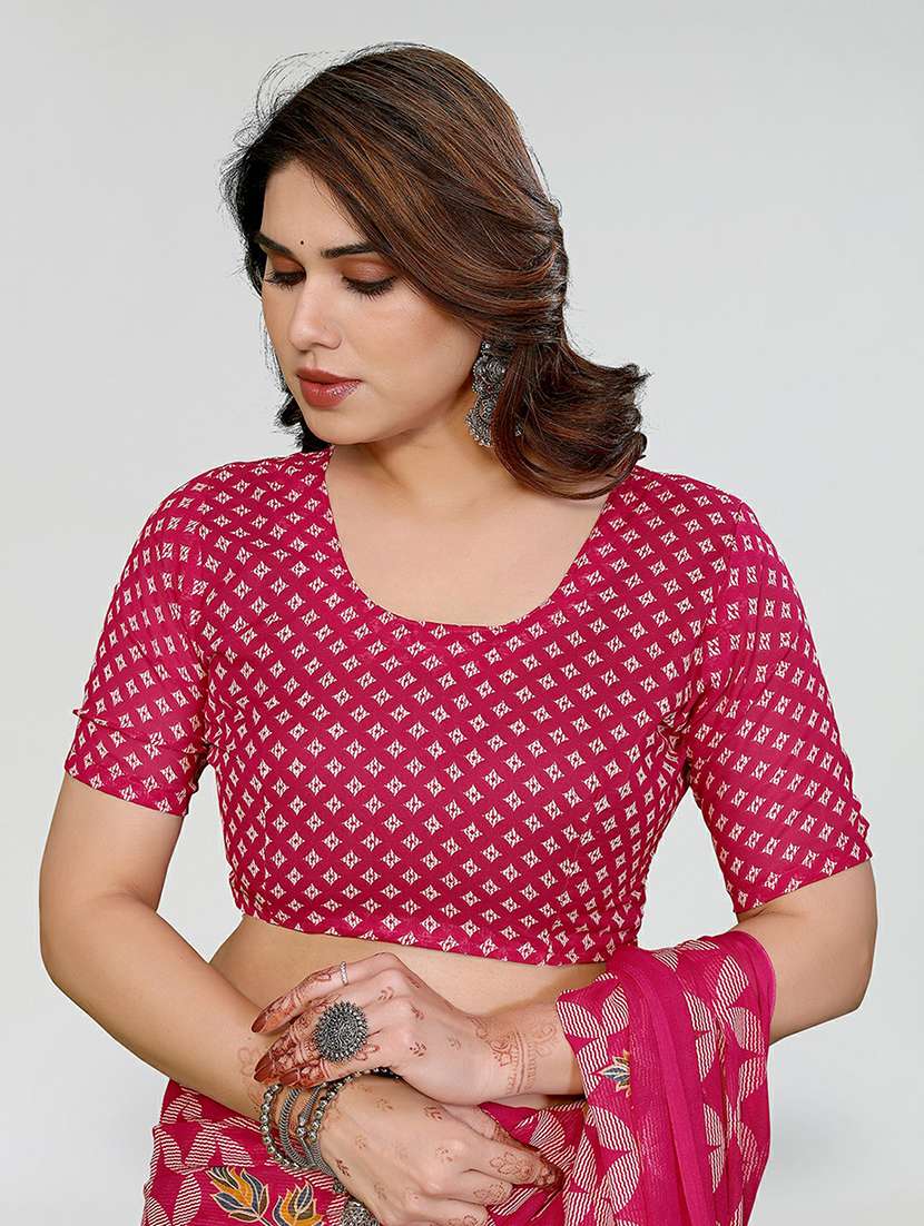 women printed casual wear saree with blouse - 22384560 -  Standard Image - 4