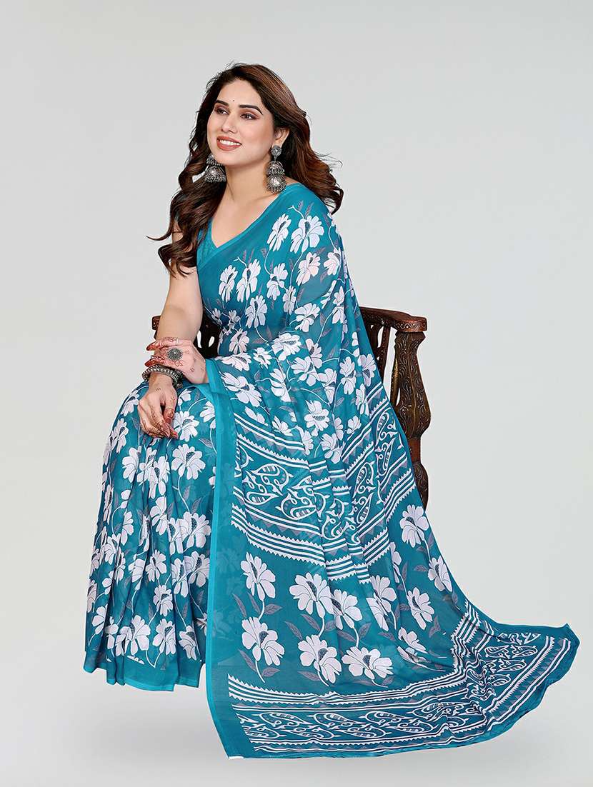 women printed casual wear saree with blouse - 22384563 -  Standard Image - 1