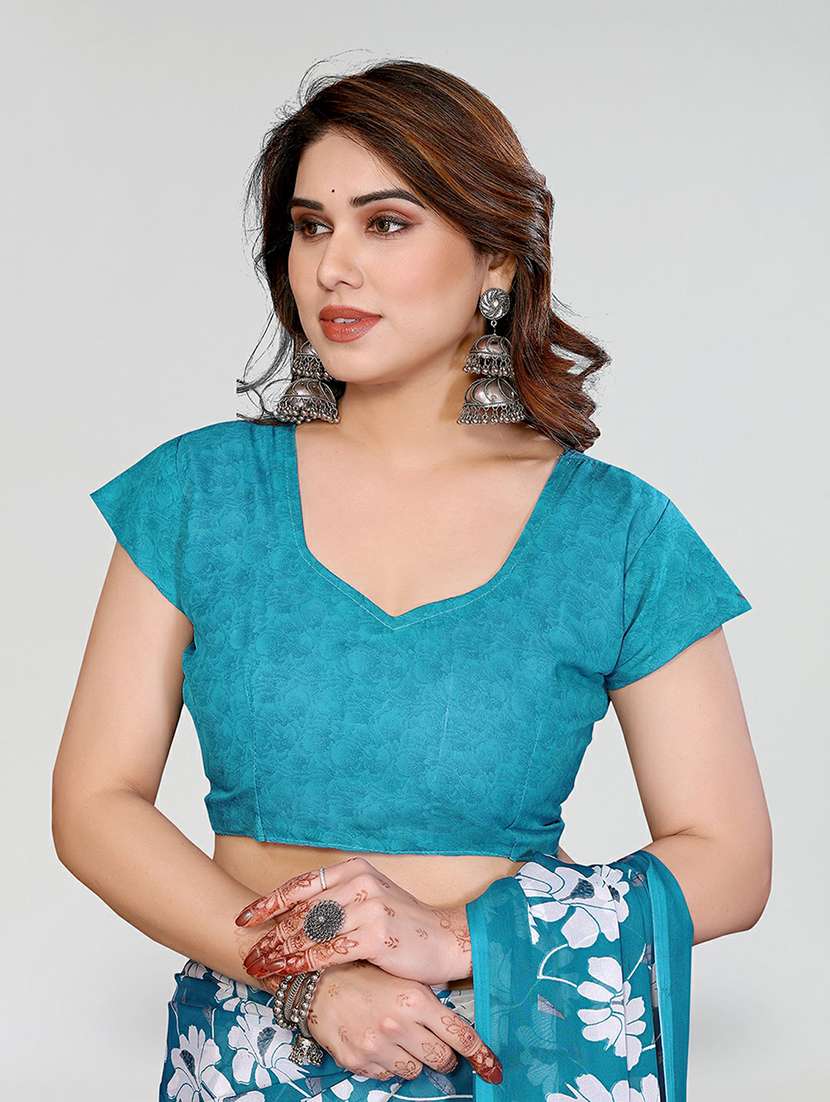 women printed casual wear saree with blouse - 22384563 -  Standard Image - 4