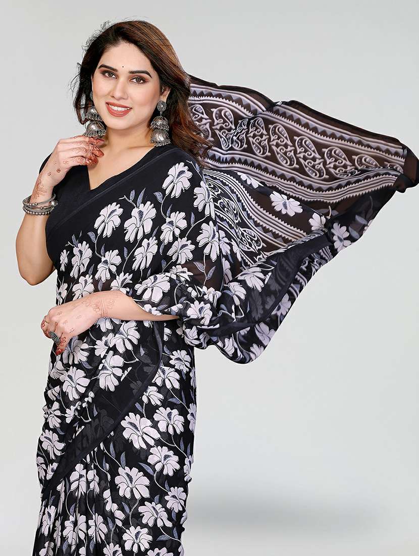 women printed casual wear saree with blouse - 22384566 -  Standard Image - 1