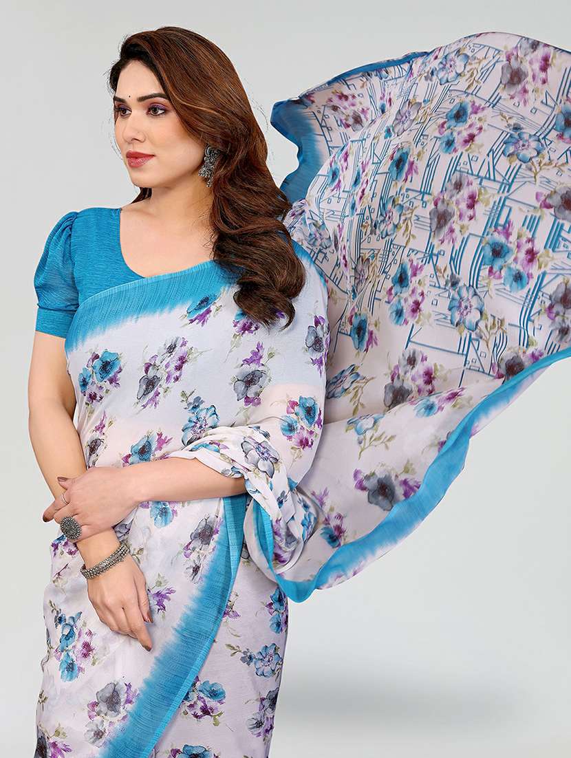 women printed casual wear saree with blouse - 22384571 -  Standard Image - 1