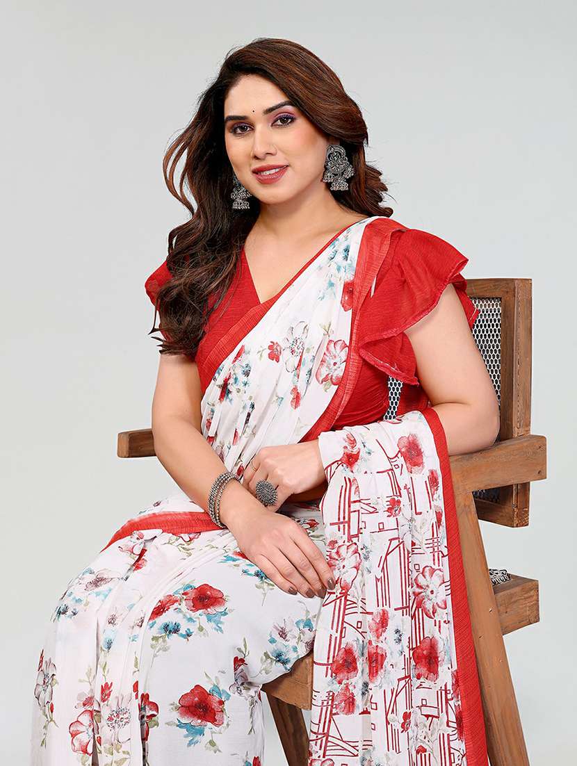women printed casual wear saree with blouse - 22384574 -  Standard Image - 1