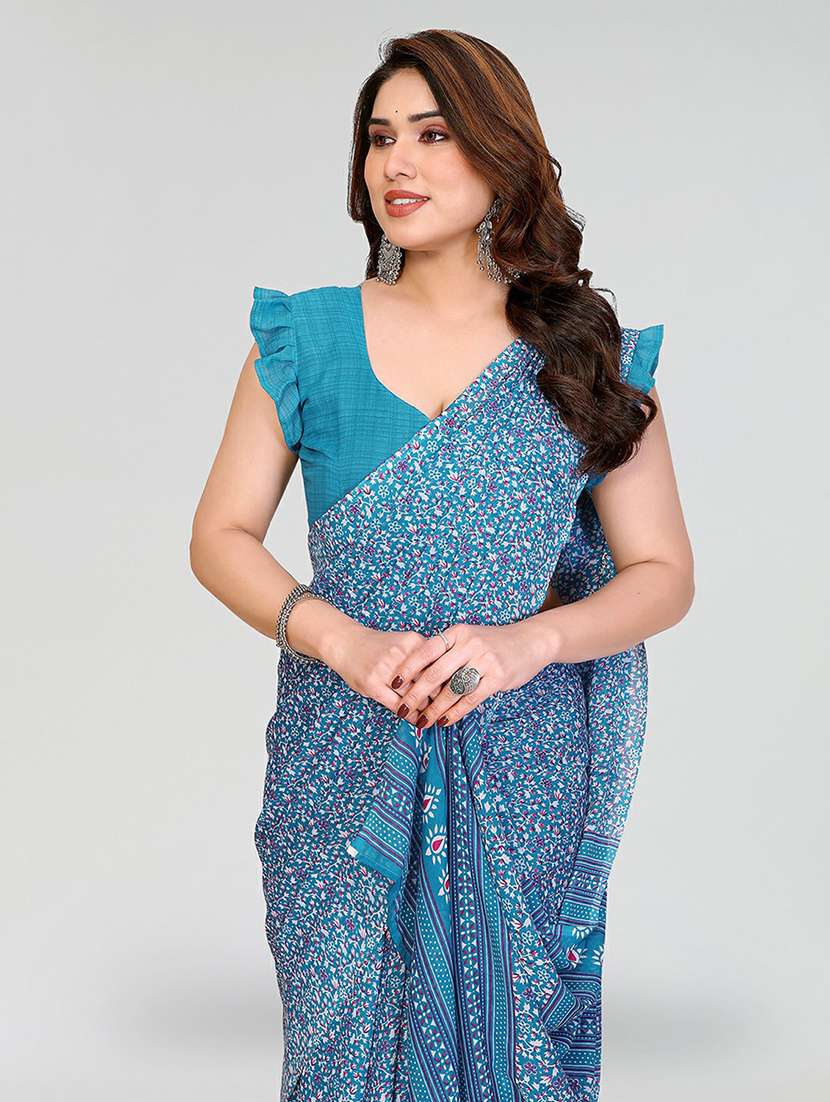 women printed casual wear saree with blouse - 22384579 -  Standard Image - 1