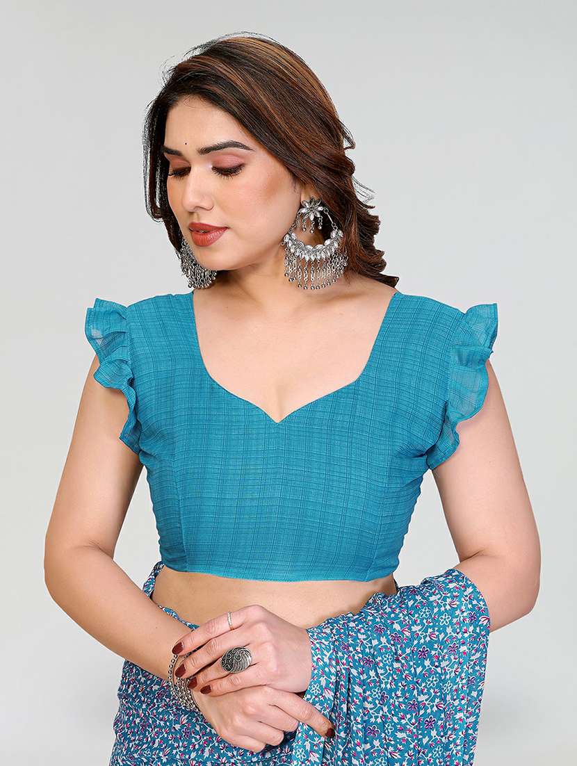 women printed casual wear saree with blouse - 22384579 -  Standard Image - 4