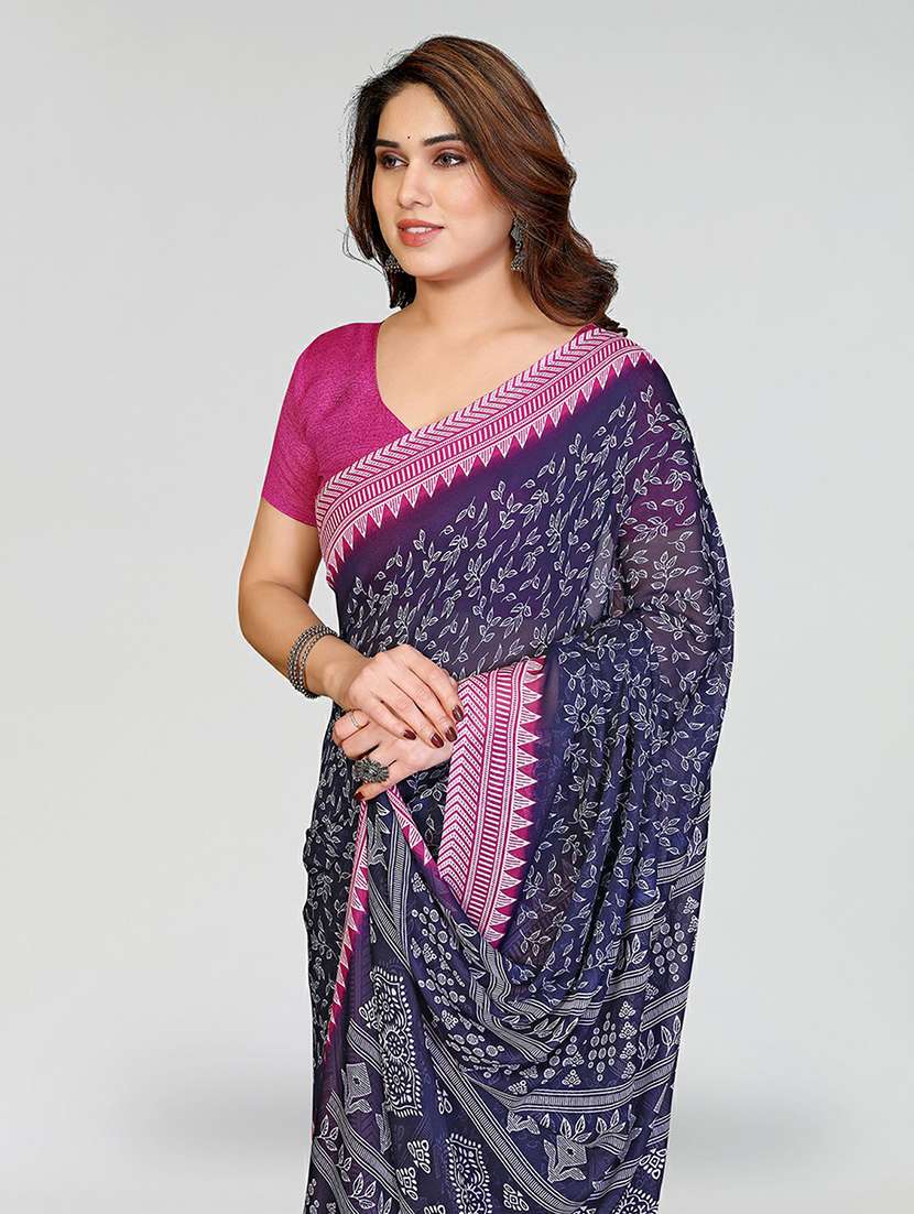 women printed casual wear saree with blouse - 22384587 -  Standard Image - 1