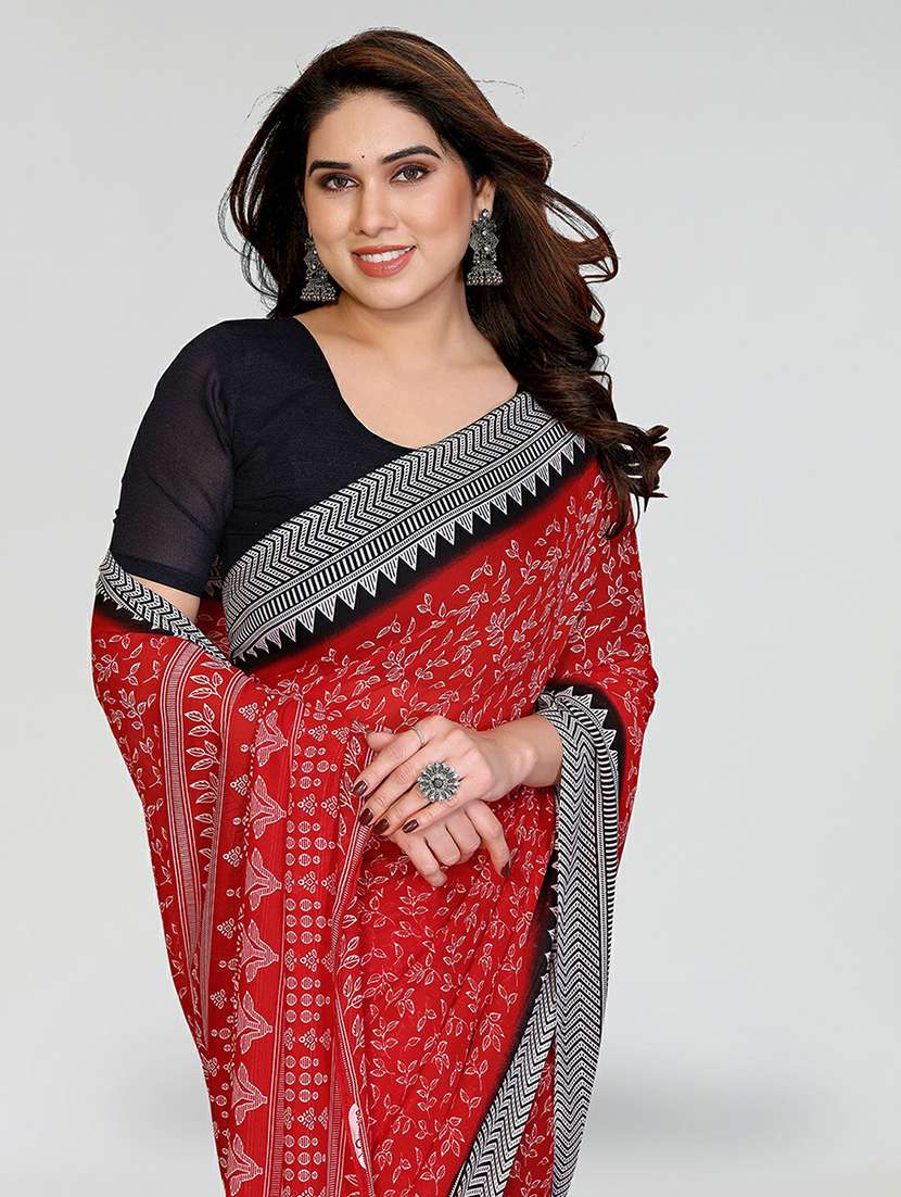 women printed casual wear saree with blouse - 22384588 -  Standard Image - 1