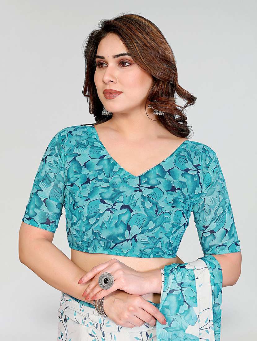 women printed casual wear saree with blouse - 22384591 -  Standard Image - 4