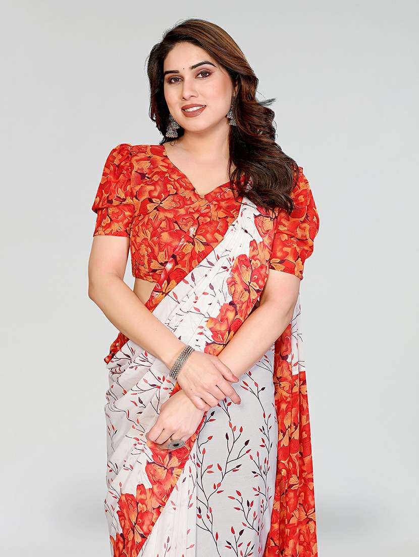 women printed casual wear saree with blouse - 22384592 -  Standard Image - 1