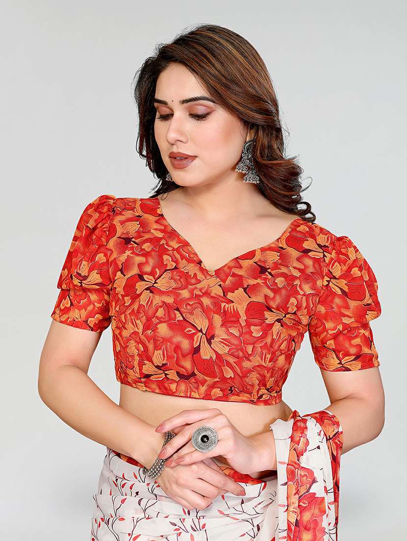 women printed casual wear saree with blouse - 22384592 -  Standard Image - 4