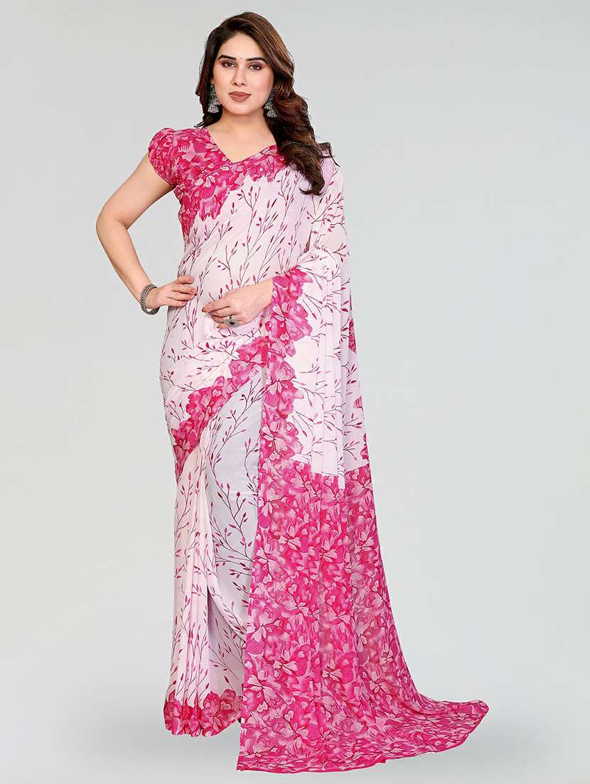 women printed casual wear saree with blouse