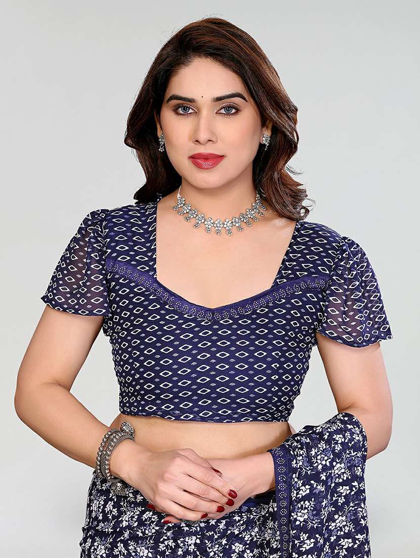 women printed casual wear saree with blouse - 22384618 -  Standard Image - 4