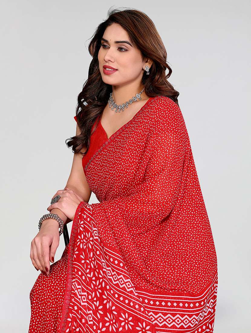 women printed casual wear saree with blouse - 22384622 -  Standard Image - 1