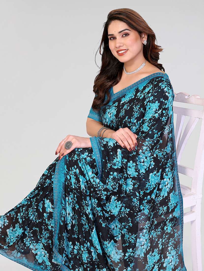 women printed casual wear saree with blouse - 22384635 -  Standard Image - 1