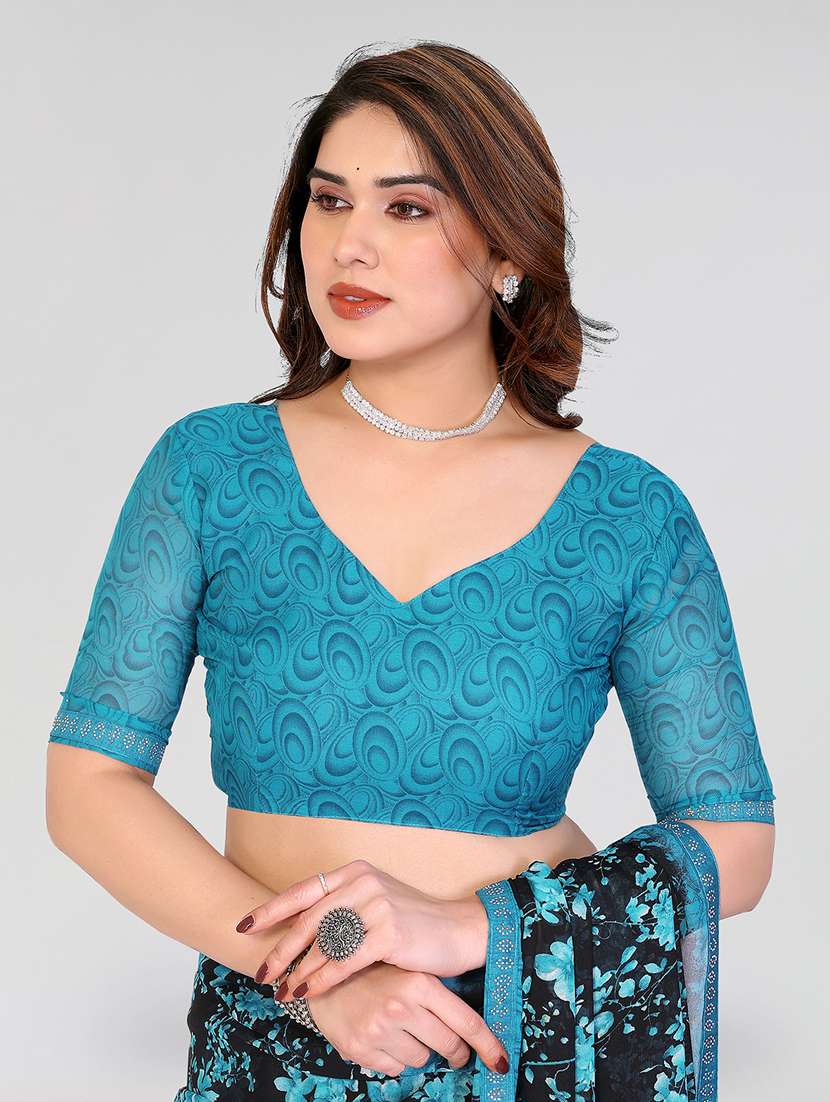 women printed casual wear saree with blouse - 22384635 -  Standard Image - 4