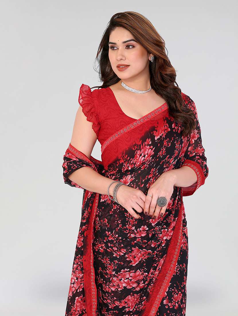 women printed casual wear saree with blouse - 22384638 -  Standard Image - 1