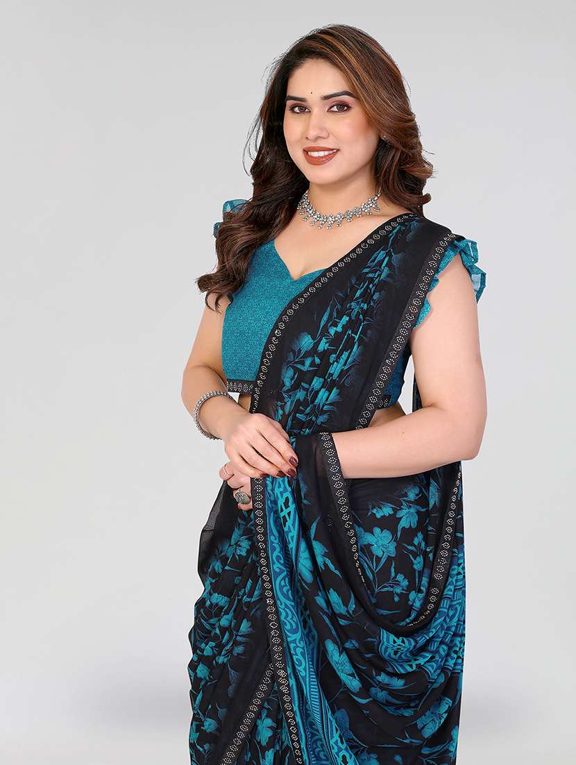 women printed casual wear saree with blouse - 22384639 -  Standard Image - 1