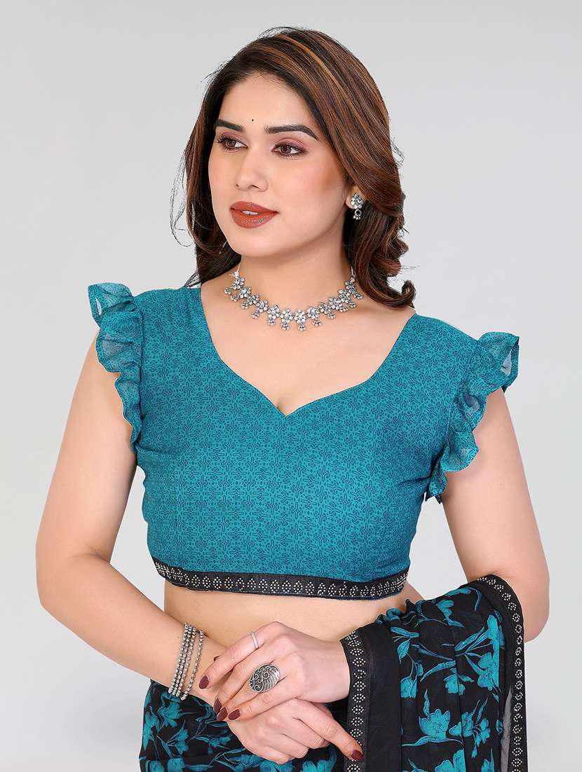women printed casual wear saree with blouse - 22384639 -  Standard Image - 4