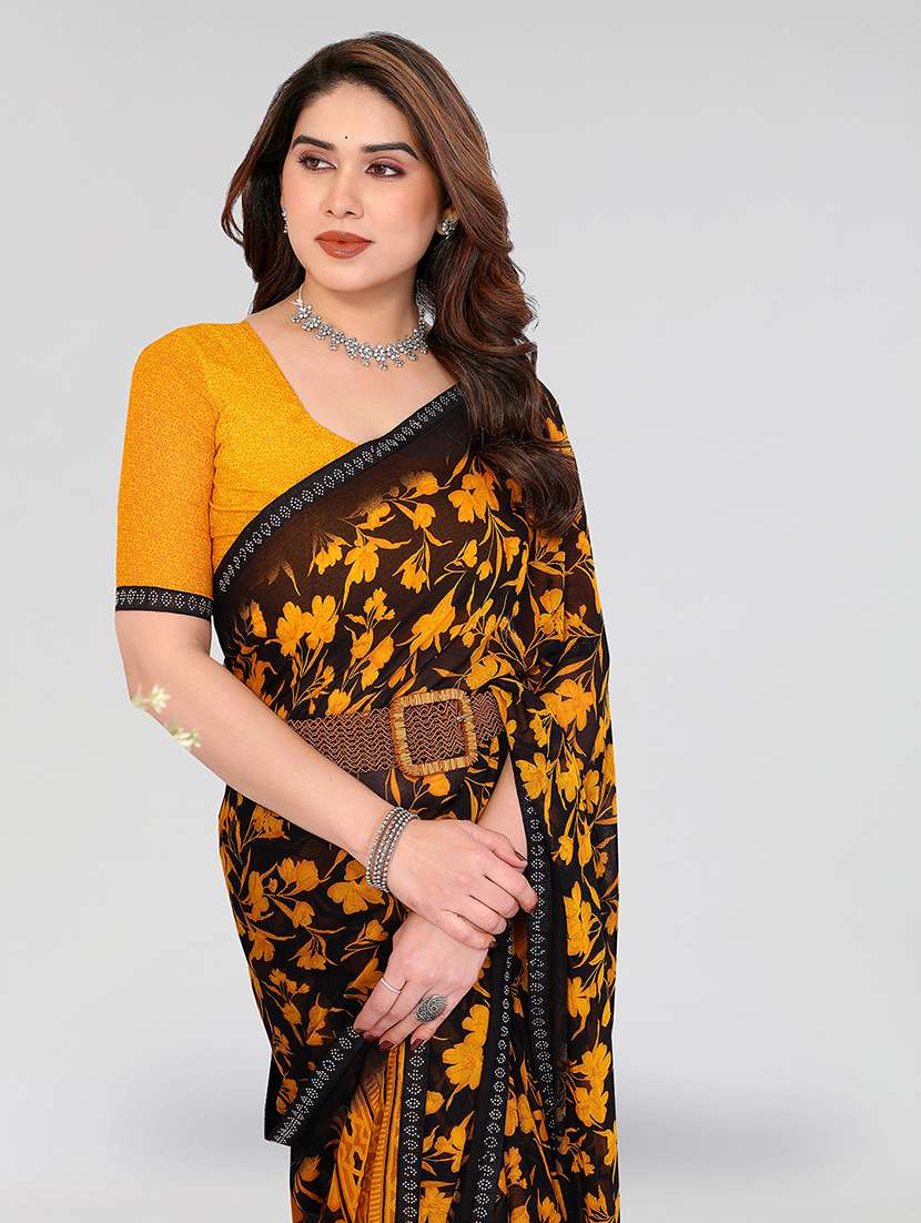 women printed casual wear saree with blouse - 22384640 -  Standard Image - 1