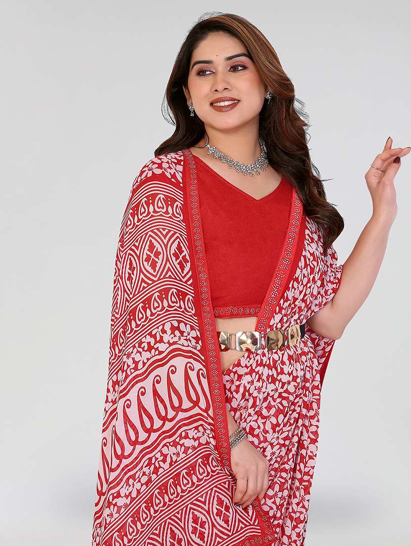 women printed casual wear saree with blouse - 22384644 -  Standard Image - 1
