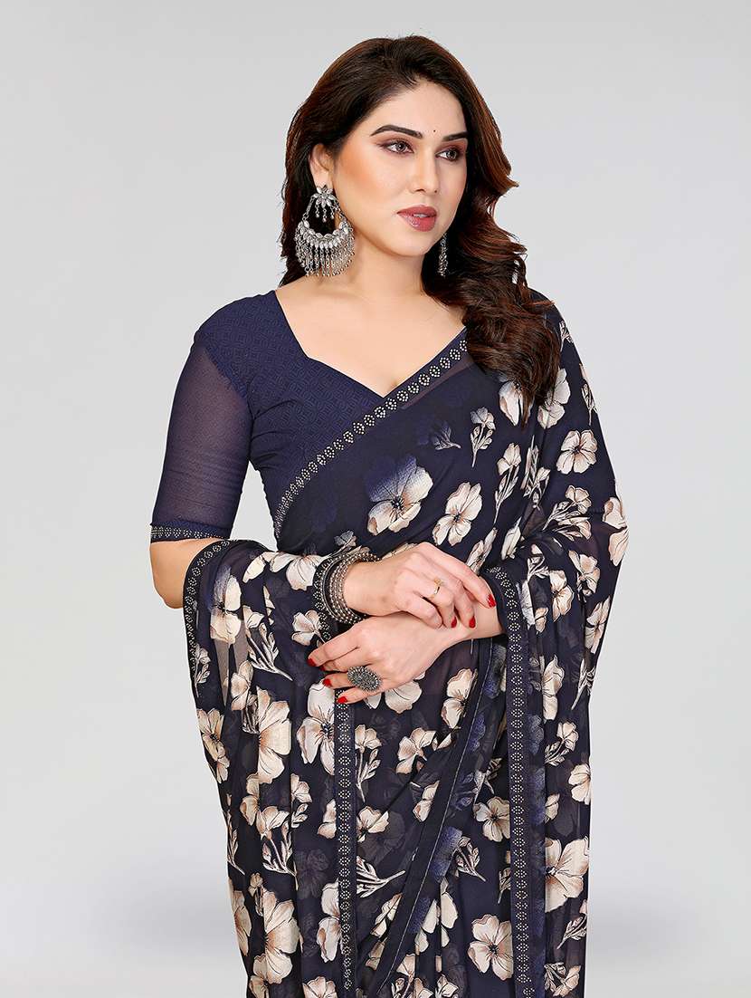 Women Printed Casual Wear Saree With Blouse - 22384647 -  Standard Image - 1