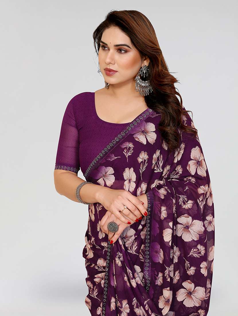 Women Printed Casual Wear Saree With Blouse - 22384650 -  Standard Image - 1