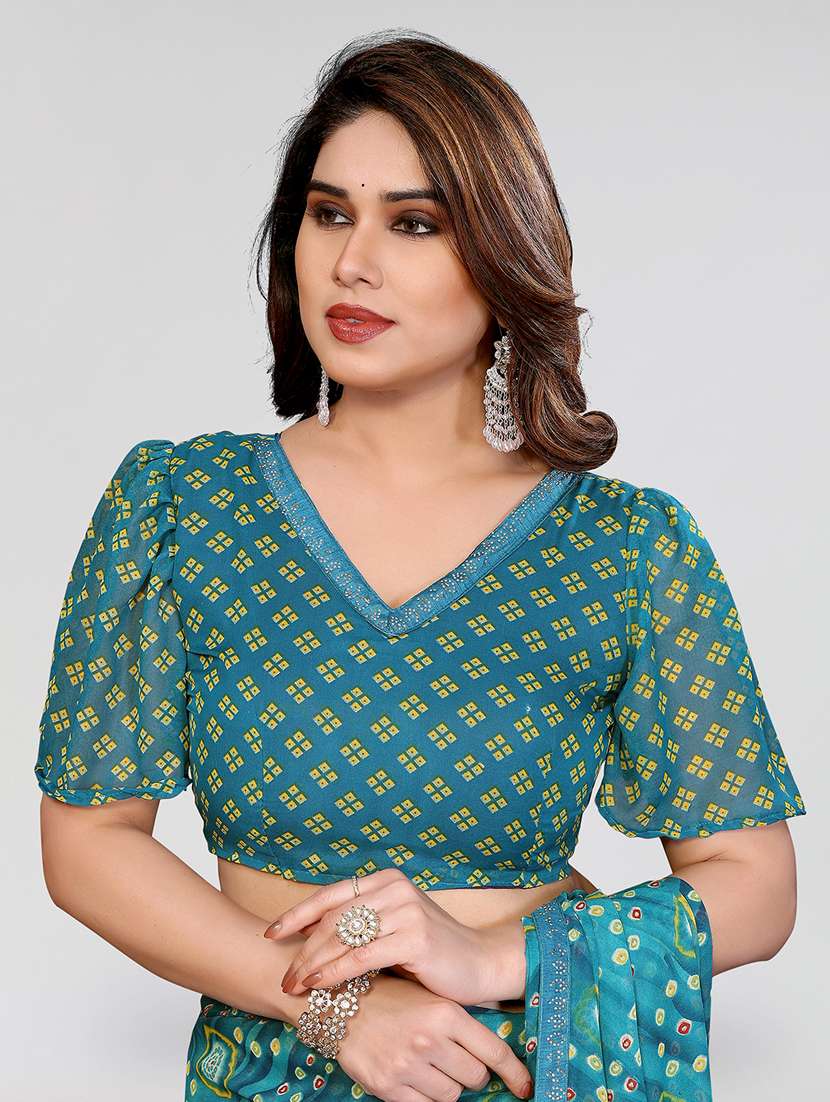 women printed casual wear saree with blouse - 22384656 -  Standard Image - 4