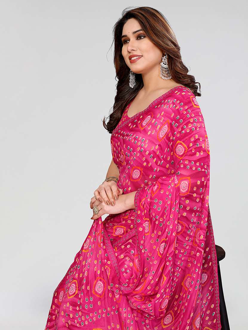 women printed casual wear saree with blouse - 22384658 -  Standard Image - 1