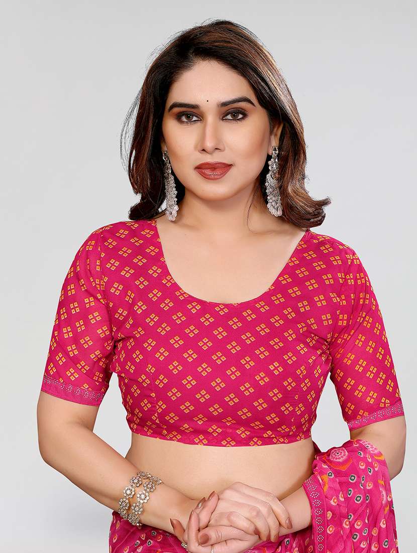 women printed casual wear saree with blouse - 22384658 -  Standard Image - 4