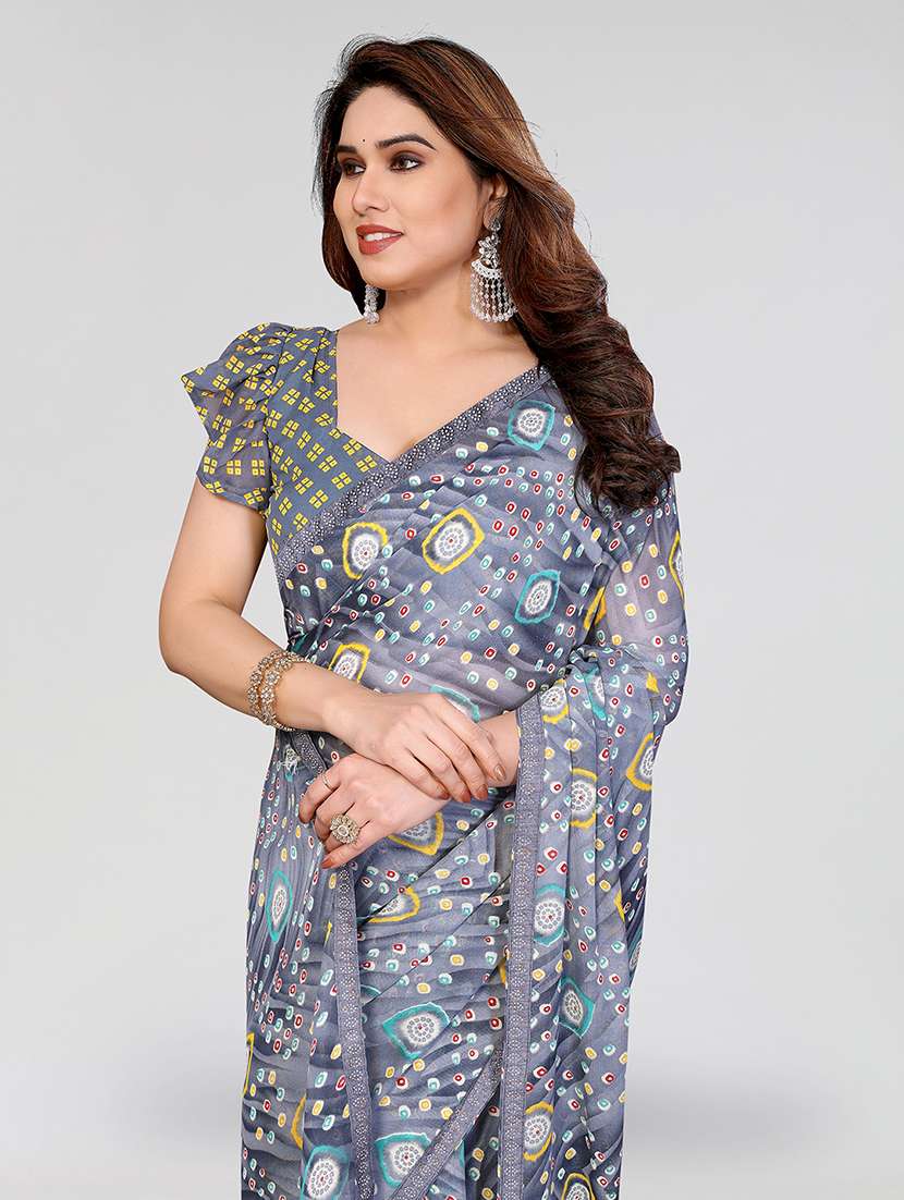 women printed casual wear saree with blouse - 22384660 -  Standard Image - 1