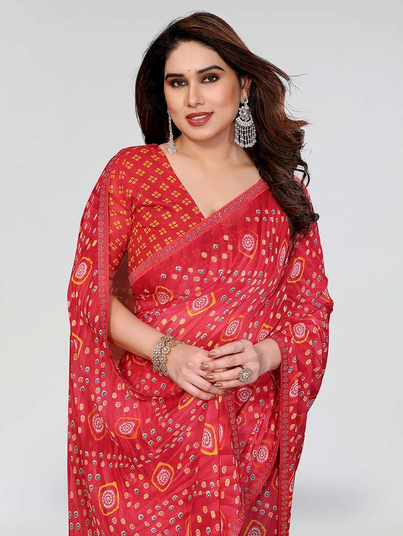 women printed casual wear saree with blouse - 22384661 -  Standard Image - 1
