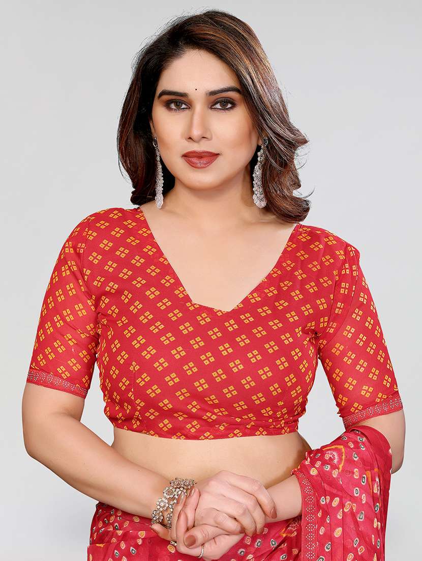 women printed casual wear saree with blouse - 22384661 -  Standard Image - 4