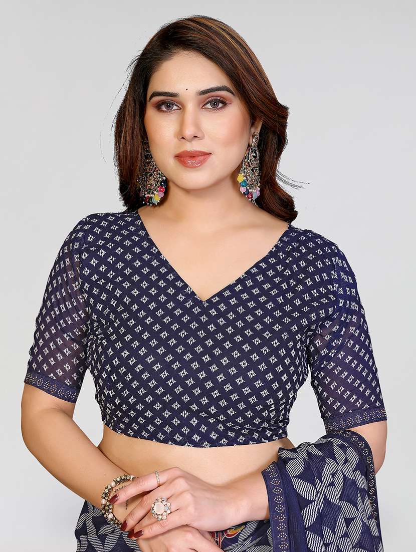 women printed casual wear saree with blouse - 22384666 -  Standard Image - 4