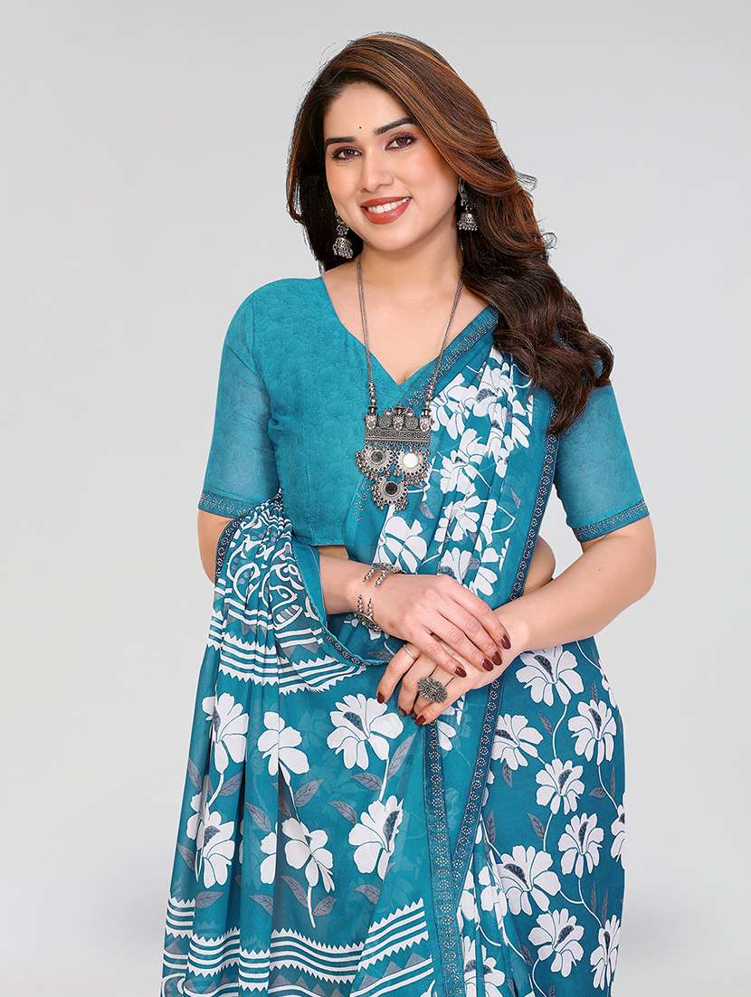 women printed casual wear saree with blouse - 22384671 -  Standard Image - 1