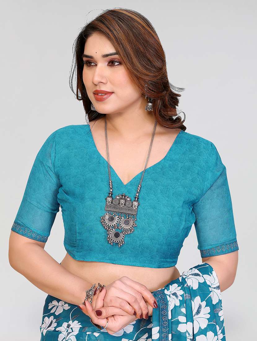 women printed casual wear saree with blouse - 22384671 -  Standard Image - 4